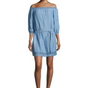 NEW Paige Beatrice Off-the-shoulder Chambray Dress